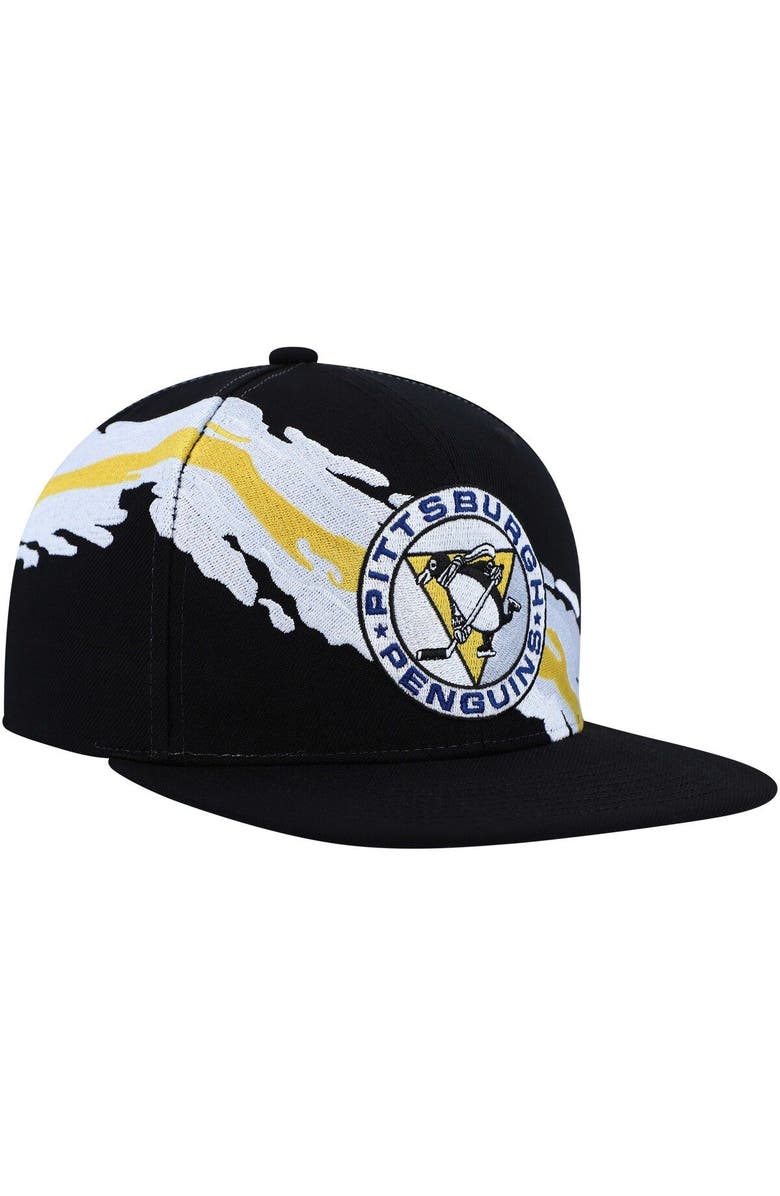 Mitchell & Ness Men's Mitchell & Ness Black Pittsburgh Penguins Vintage Paintbrush Snapback Hat, Alternate, color,