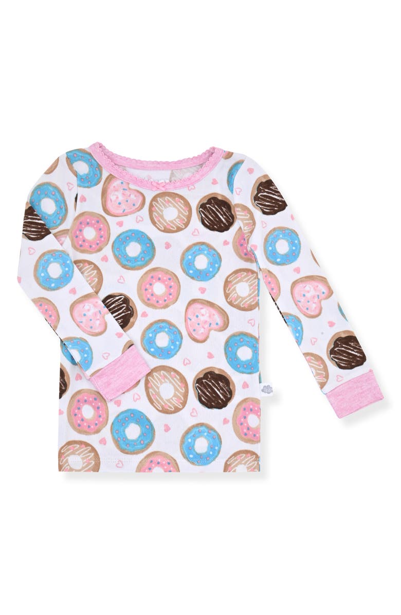 SLEEP ON IT Donuts Fitted Two-Piece Pajamas & Socks Set, Alternate, color, Pink