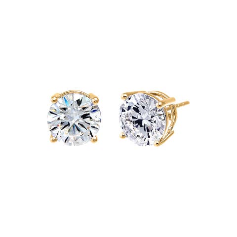 6 Carat Lab Grown Diamond Solitaire Four Prong Stud Earring 14K