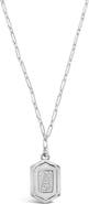 Sterling Forever STERLING FOREVER Rhodium Plated Hexagon Tag Initial Pendant Necklace