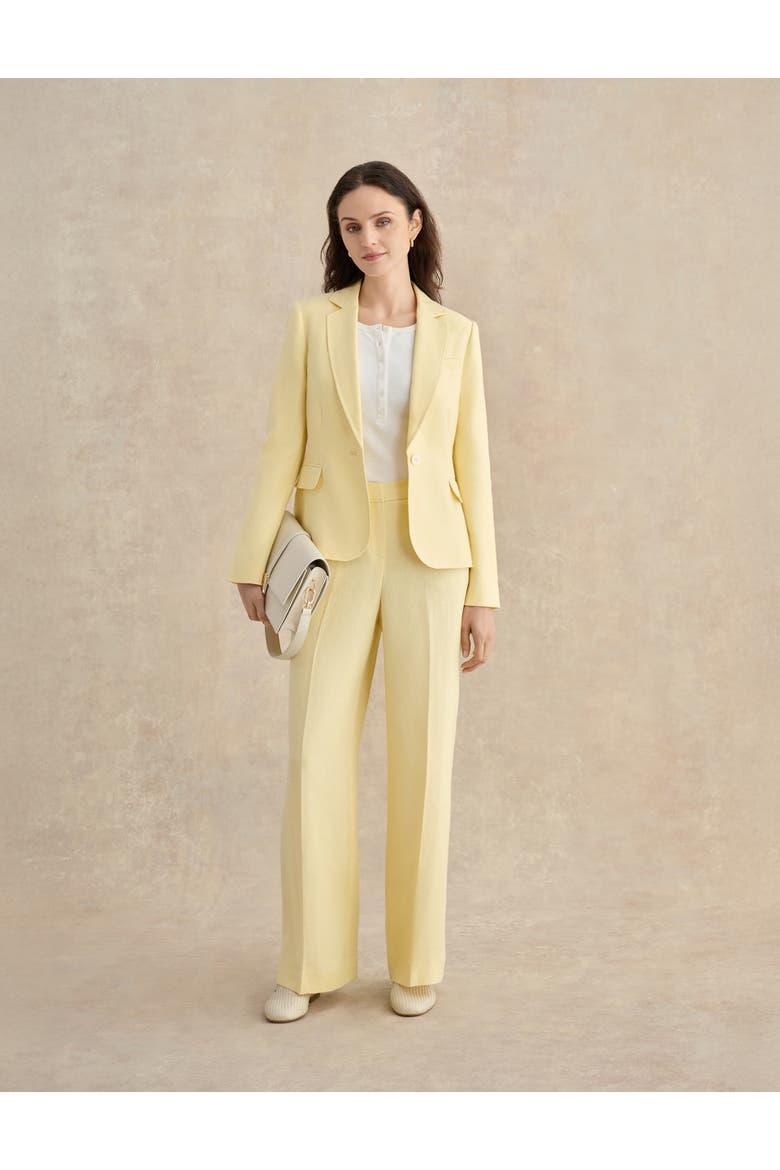 Adalee Linen Tailored Blazer, Alternate, color, Soft Yellow