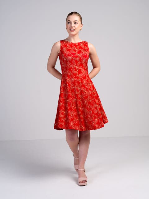 Printed Sleeveless Fit Flare Dress