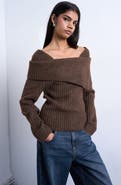 Topshop Ribbed Off the Shoulder Sweater