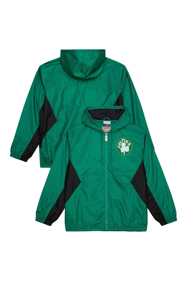 Men's Mitchell & Ness Kelly Green Boston Celtics Playmaker Full-Zip Hooded Windbreaker Jacket, Main, color, Kelly Green