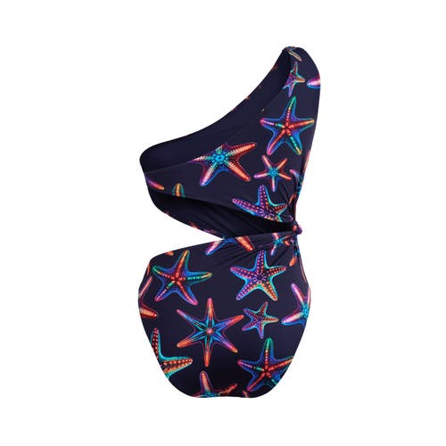 Vilebrequin Disco Stars Assymetric Bikini One-piece Swimsuit In Bleu Marine