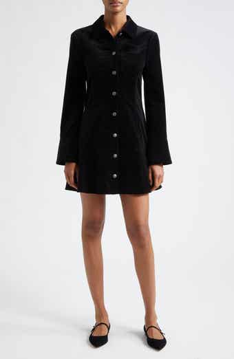 Cinq à Sept Jocelyne Long Sleeve Stretch Velvet Shirtdress