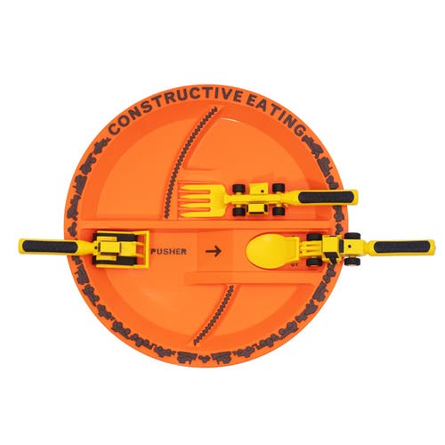 Constructive Eating Utensil And Divided Plate Set For Kids And Toddlers