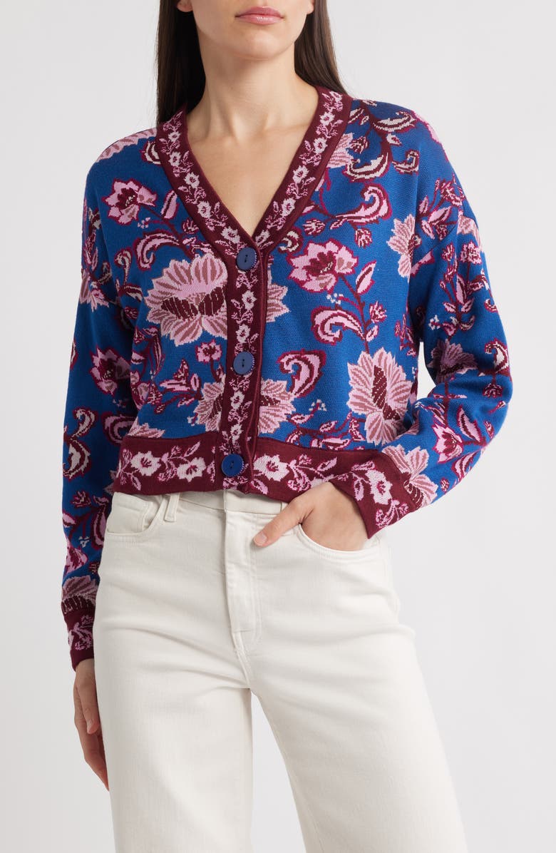 FARM Rio Flower Delicacy Jacquard Cardigan, Main, color,