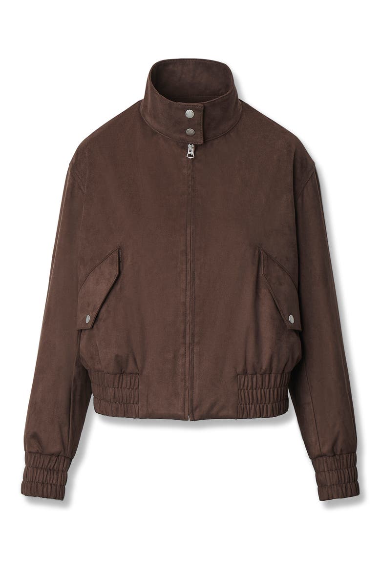 Eliza Faux Suede Bomber Jacket, Alternate, color, DARK BROWN