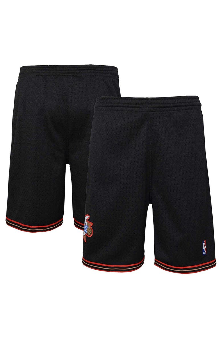 Mitchell & Ness Youth Mitchell & Ness Black Philadelphia 76ers Hardwood Classics Swingman Shorts, Main, color, Black