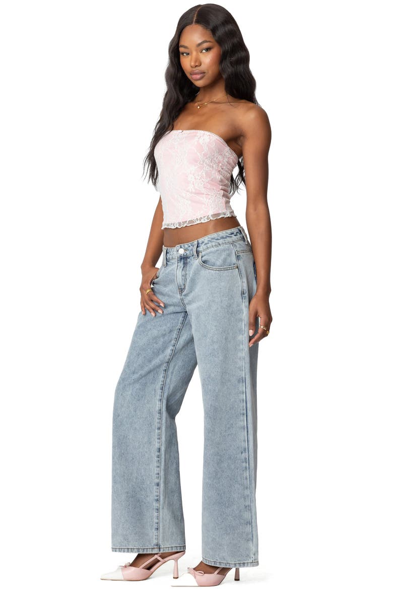 Allison Lace Crop Tube Top, Alternate, color, WHITE-AND-PINK