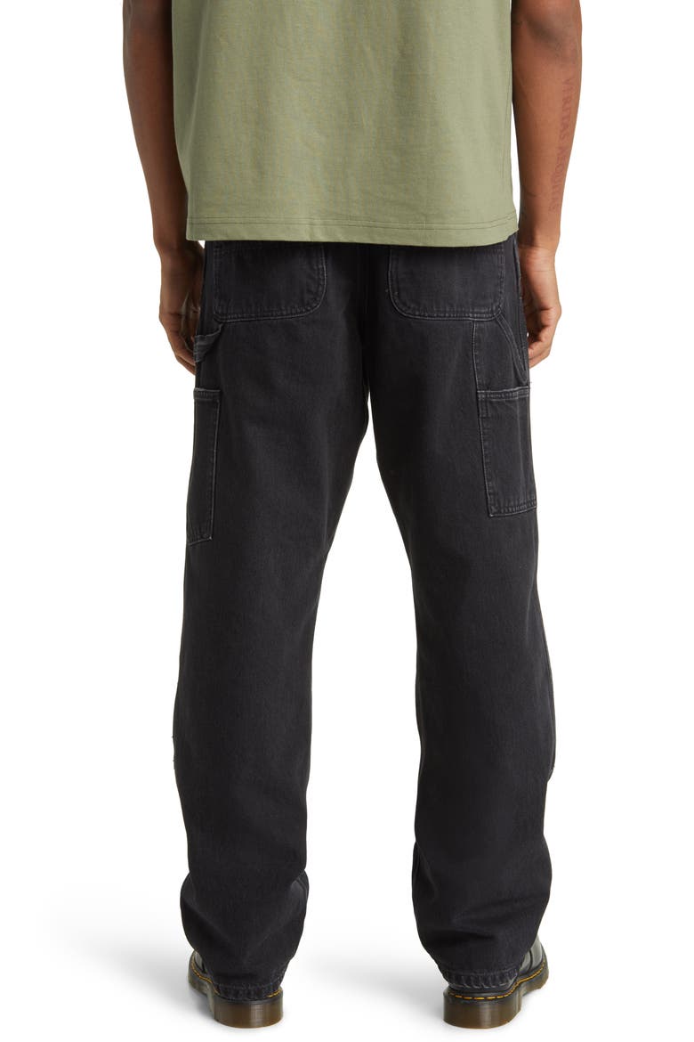 Double Knee Work Jeans, Alternate, color, BLACK STONE WASHED