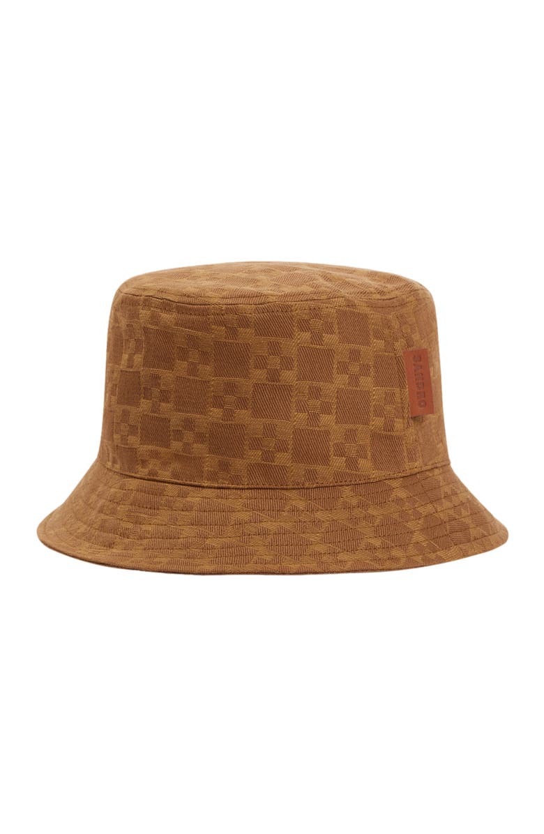 SANDRO Denim bucket hat with patch, Alternate, color, Camel
