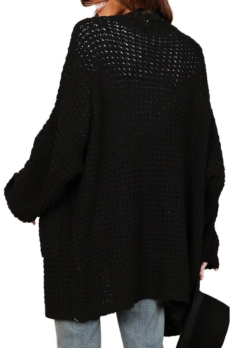 Leyonie Long Cardigan, Alternate, color, BLACK