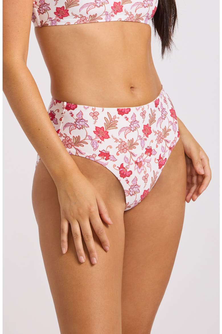 Floral High Waist Bikini Bottoms, Alternate, color, ECRU