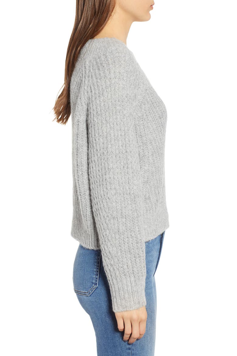 Chunky Crewneck Pullover Sweater, Alternate, color, GREY PEARL HEATHER