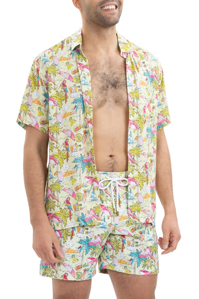 Margaritaville by Kenny Flowers - Welcome to Margaritaville - Lime - Swim Trunks, Alternate, color, Green