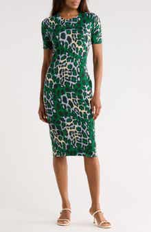 Diane von Furstenberg Florence Short Sleeve Cotton & Silk Midi Dress