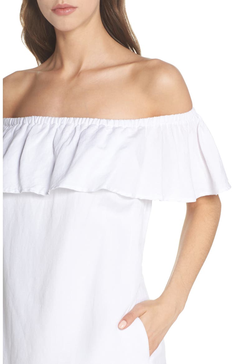 Off the Shoulder Cover-Up Dress, Alternate, color, WHITE