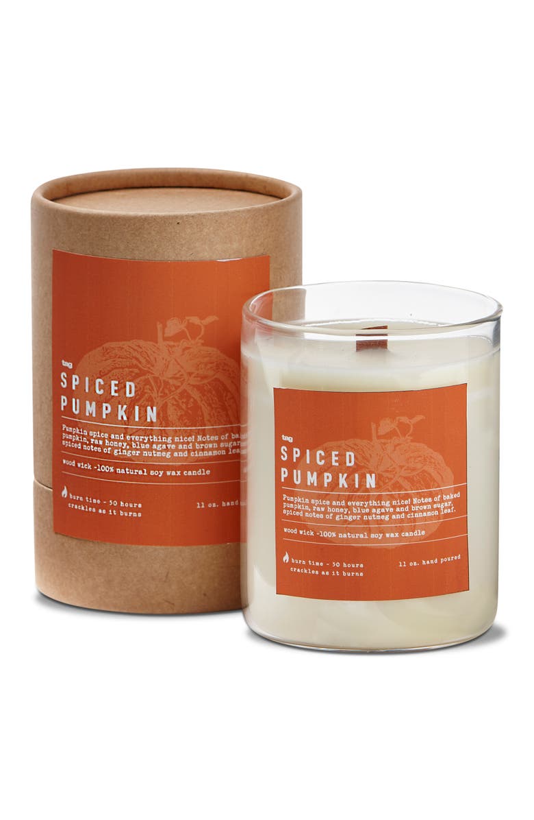 tag Pumpkin Pie Spice Candle Ivory Soy Wax Perfect for Fall, Main, color, Beige