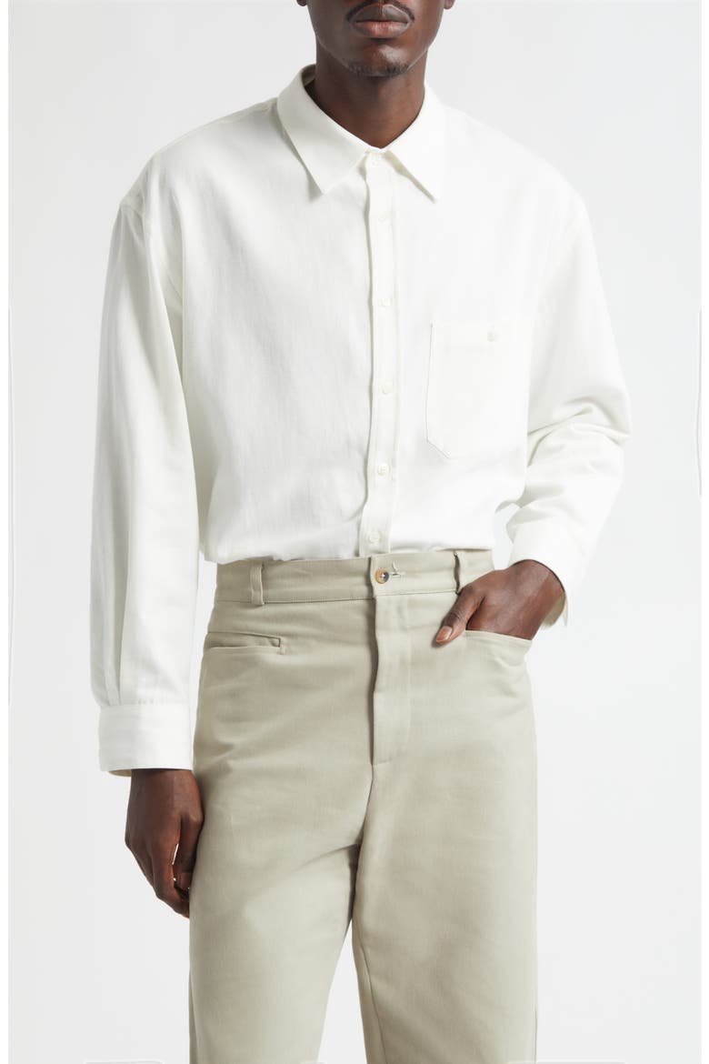 Architecture Oversize Cotton & Hemp Button-Up Shirt, Main, color, WHITE
