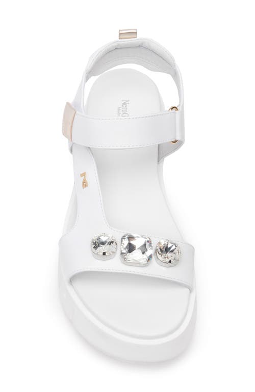 Nerogiardini Ankle Strap Platform Sandal In White