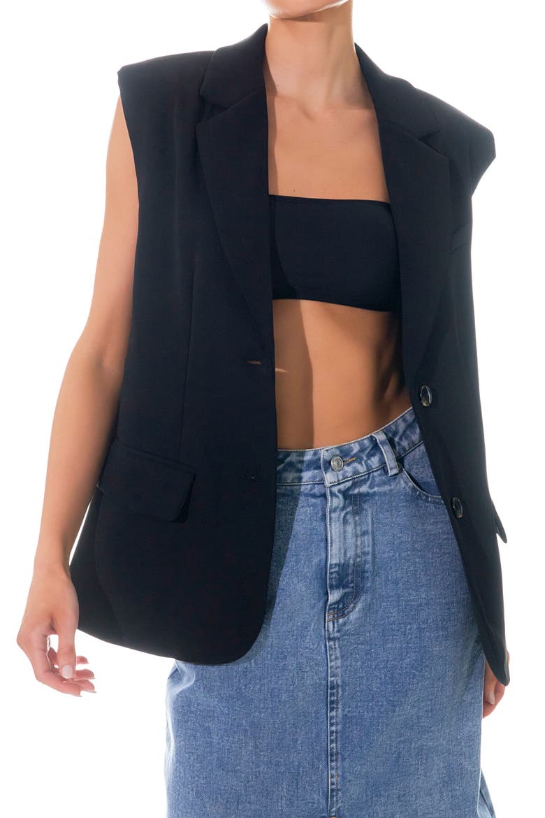 Oversize Blazer Vest, Alternate, color, BLACK