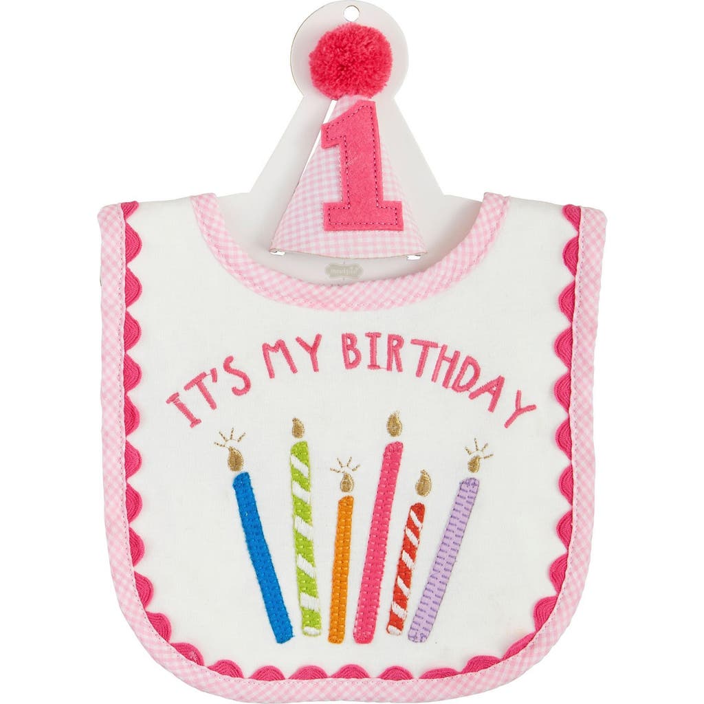 Mud Pie Cake Smash Bib & Hat Set In Pink