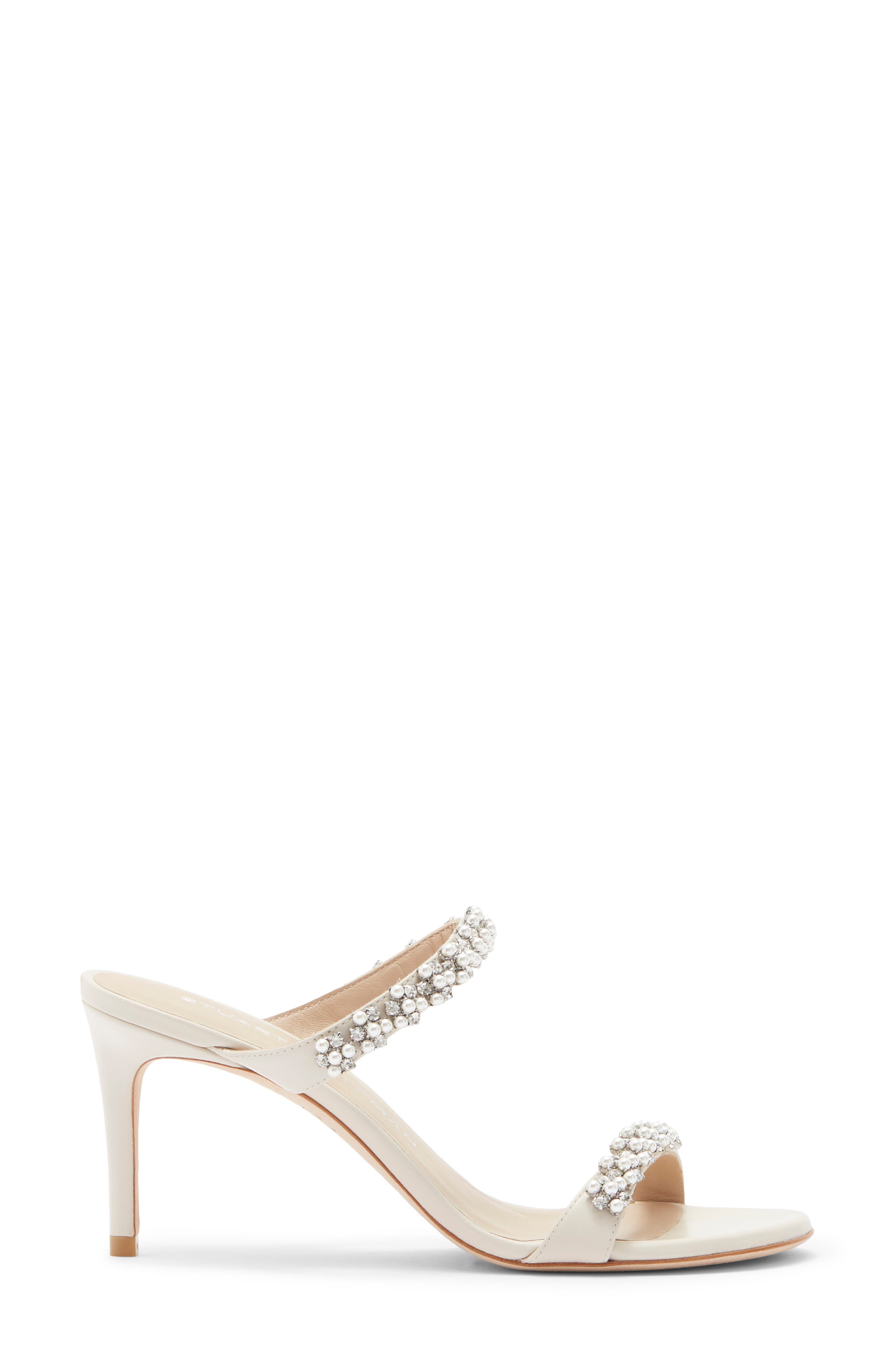 Stuart Weitzman Poppy Faux Pearl Sandal, Alternate, color, Linen/ Clear/ Natural
