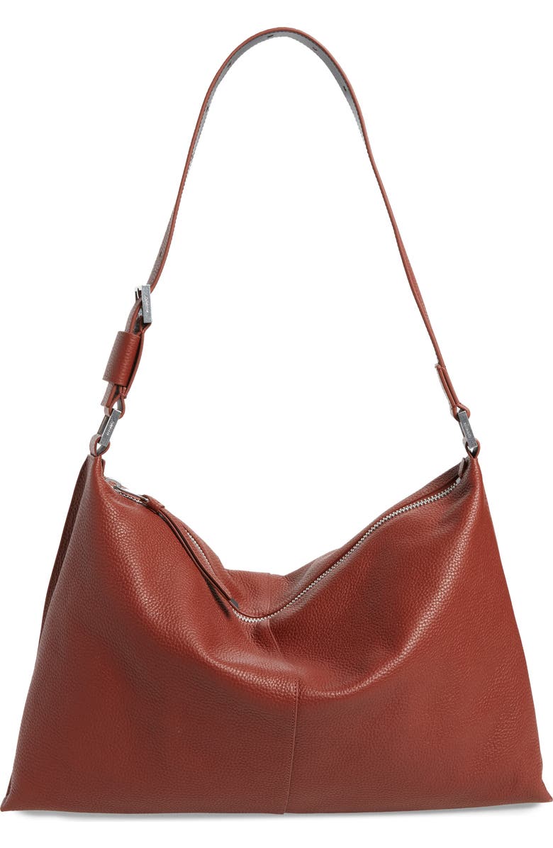 AllSaints Edbury Leather Shoulder Bag, Main, color,