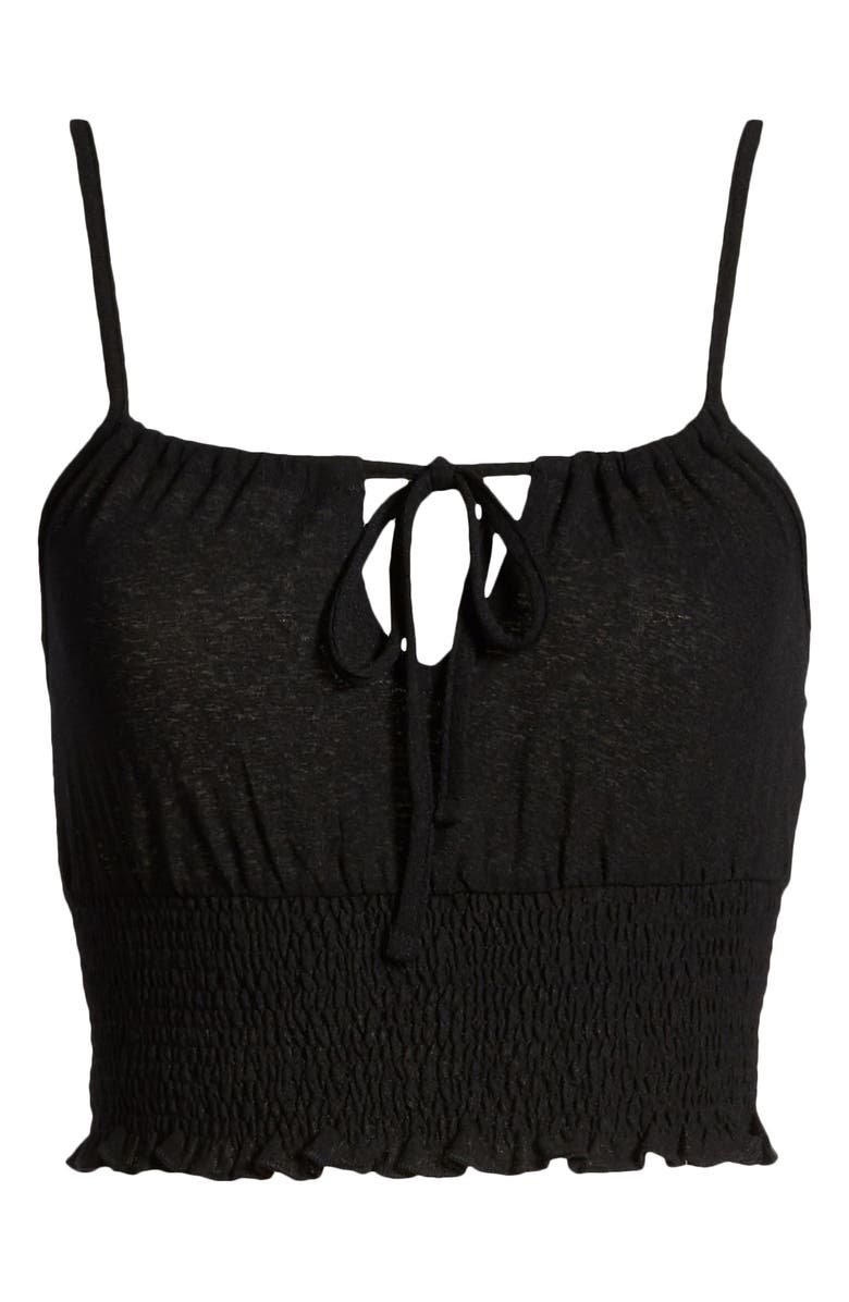 Topshop Smocked Mesh Crop Tank Top, Alternate, color,