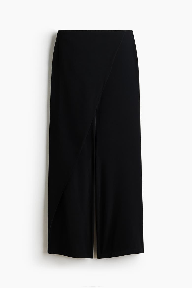 Wrap-detail Twill Pants, Alternate, color, Black