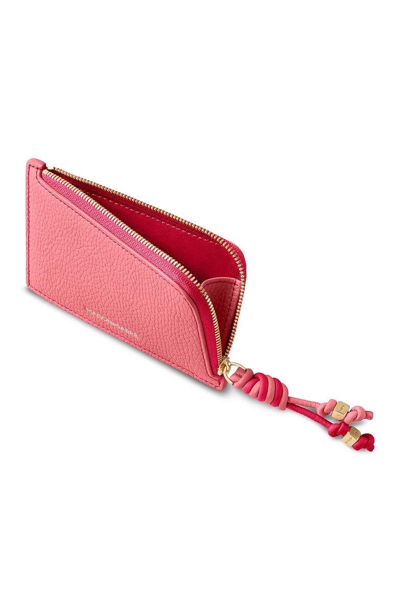 Leather Zip Card Holder, Alternate, color, Candy Fuchsia