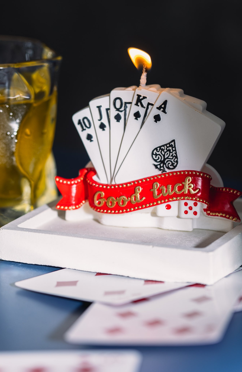 Southlake gifts Lucky Poker Candle, Alternate, color, White / Red