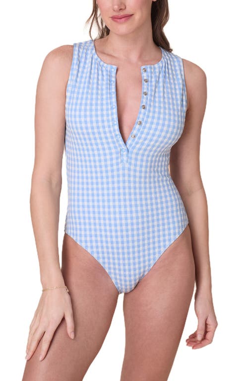 Andie Malibu Smocked One-piece Swimsuit In Blue