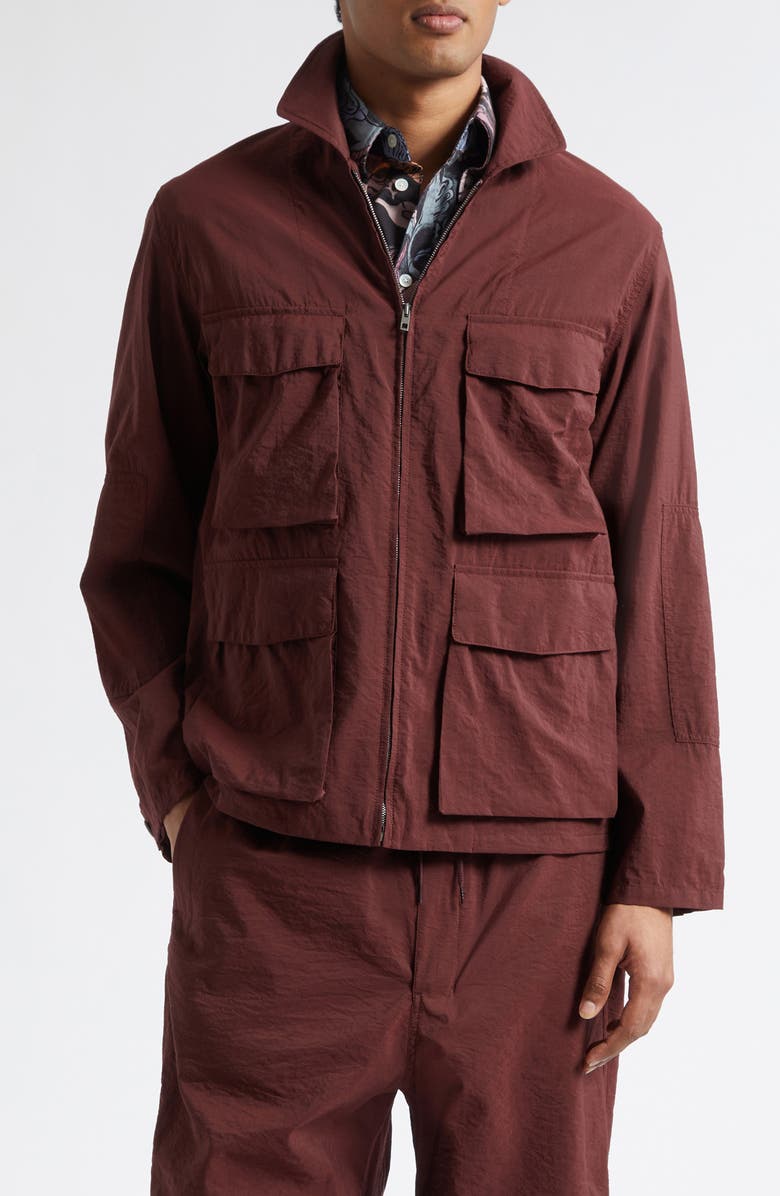 Lemaire 3D Pocket Washed Technical Cotton Blend Jacket, Main, color, Porto
