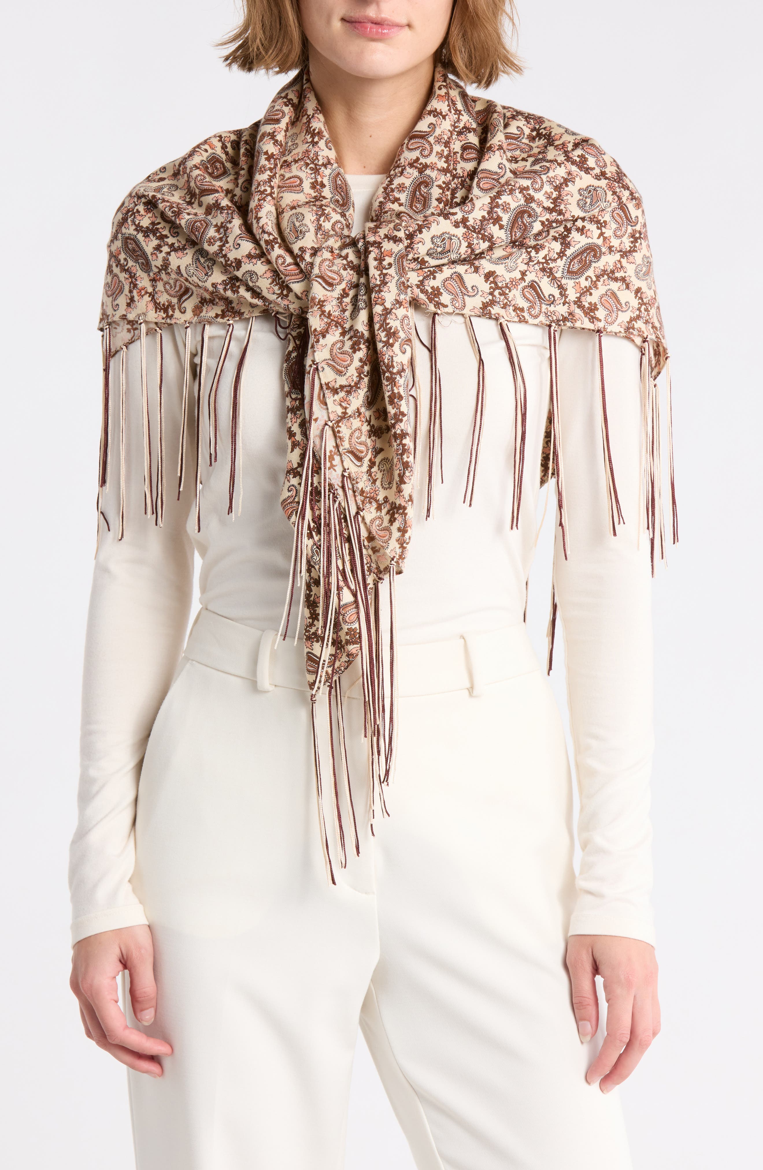 La Fiorentina Paisley Print Square Scarf