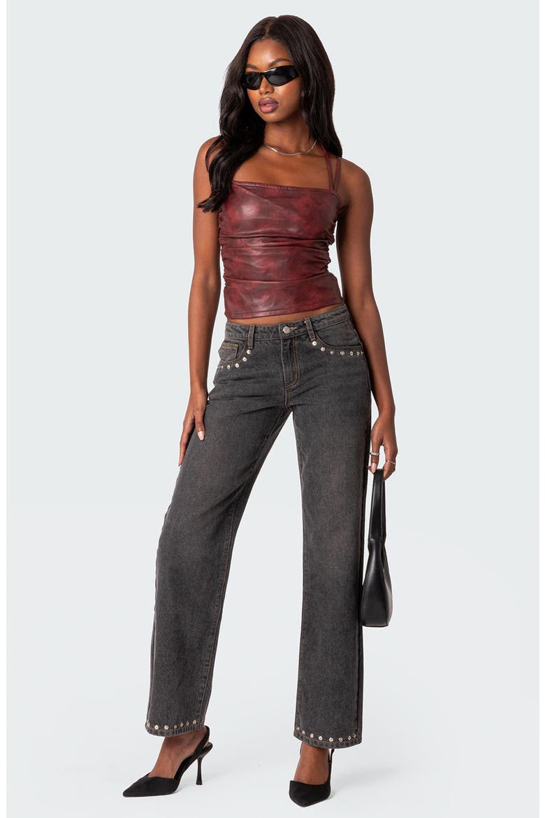 Haze Strappy Faux Leather Tank Top, Alternate, color, RED
