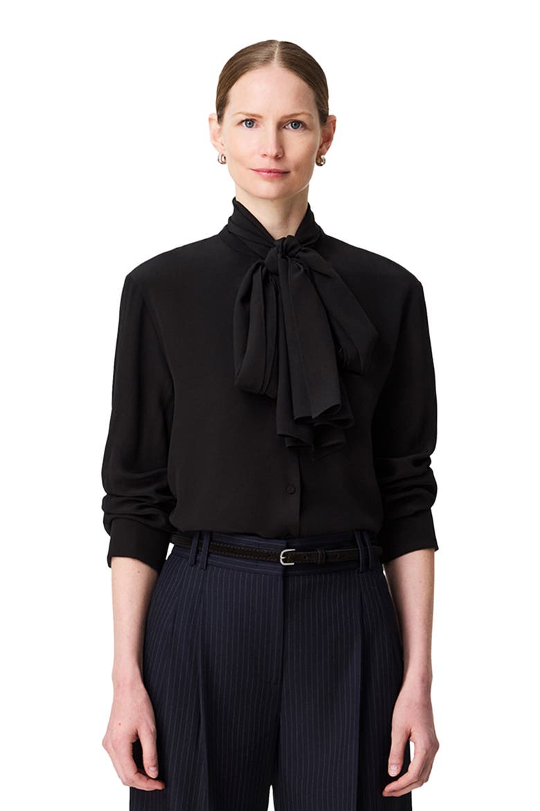 Signature Bow Blouse | Off White, Main, color, Black
