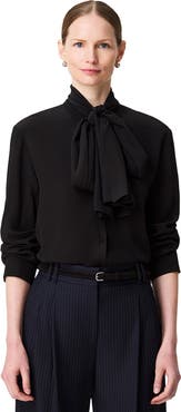 Another Tomorrow Signature Bow Blouse | Off White