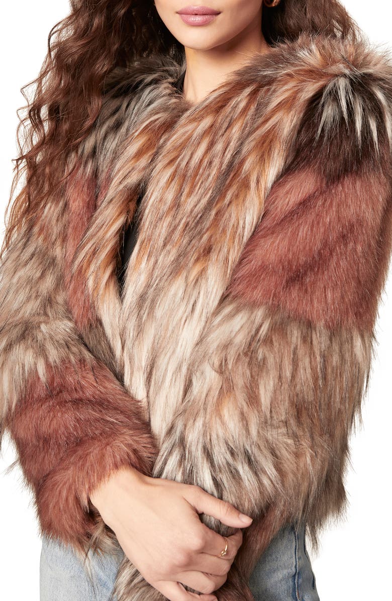 BB Dakota by Steve Madden BB Dakota Patch My Drift Faux Fur Jacket, Main, color, 