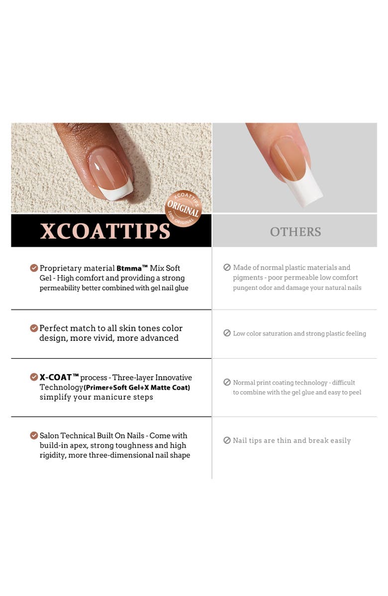 Btartboxnails Soft Gel Nails XCOATTIPS<sup>®</sup> French Collection, Alternate, color, Extra Short Almond Nude