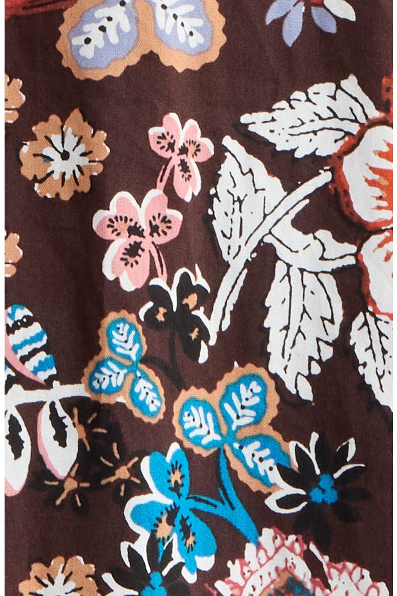Journee Floral Print Puff Sleeve Maxi Dress, Alternate, color, BROWN
