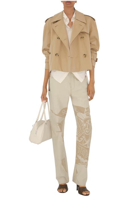 Cropped Tropical Gabardine Trench Jacket