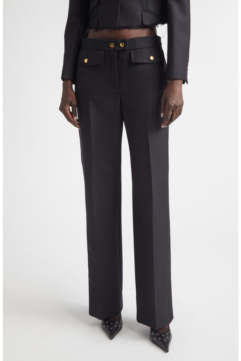 Straight Leg Wool & Mohair Trousers, Main, color, BLACK