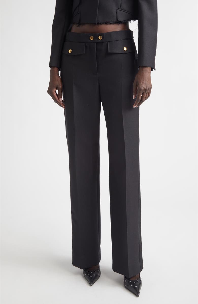 McQueen Straight Leg Wool & Mohair Trousers, Main, color, Black
