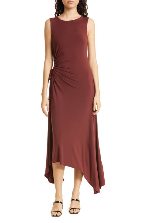 Giullia Ruched Handkerchief Hem Jersey Dress