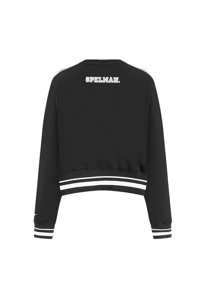 Women's Pro Standard  Black Spelman College Jaguars Pearl Cropped Pullover Sweatshirt, Alternate, color, Black