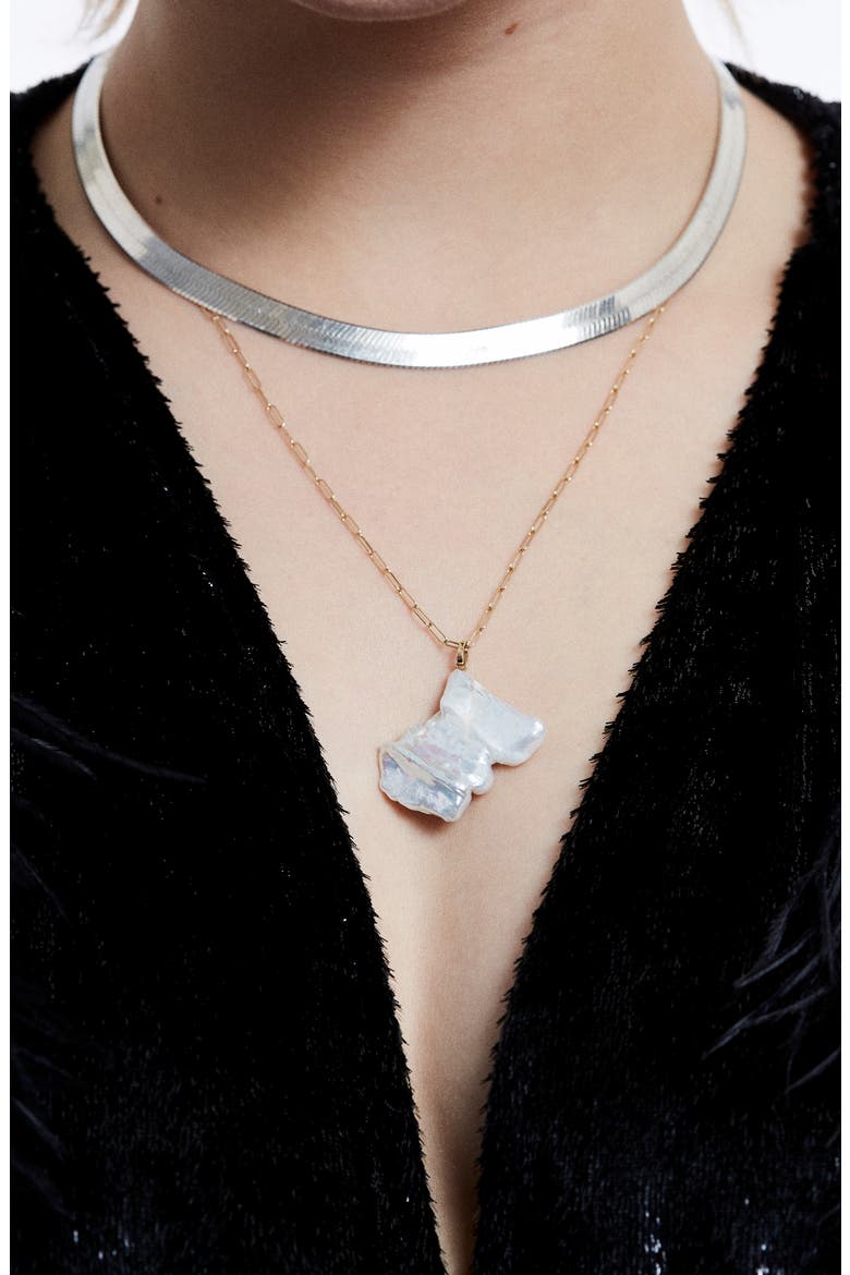 Silver Herringbone Necklace, Alternate, color, SILVER