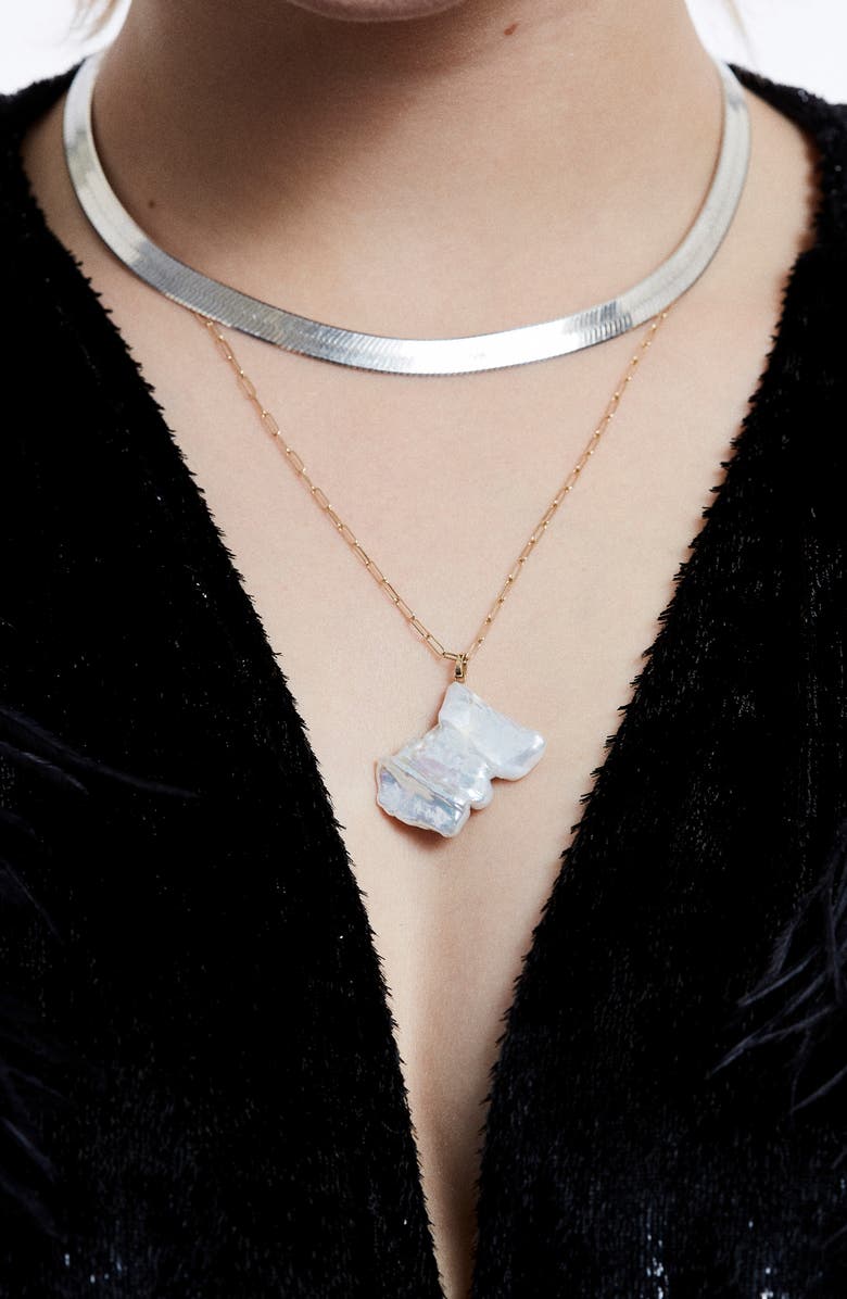 Loren Stewart Silver Herringbone Necklace, Alternate, color, 